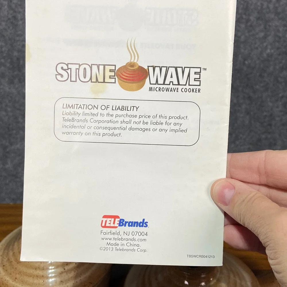 Stone Wave Microwave Cooker Set 2 Stoneware Pots‎ w Recipe Book